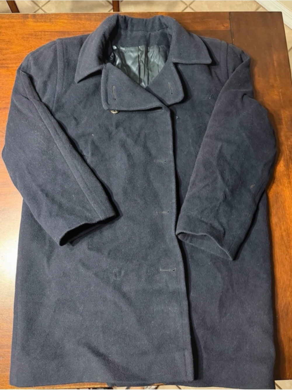 London Fog Navy Pea Coat - Classic Single-Breasted Wool Blend